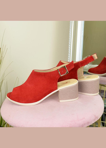 Красные босоножки замшевые женские на широком каблуке.. 37 размер Vasha para