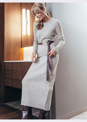 вязаный костюм бежевого цвета с косами Dressa (312751591)