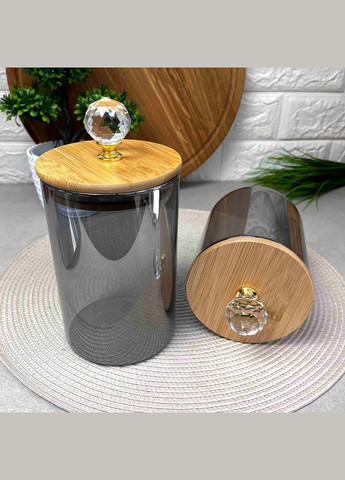 Димчаста скляна банка з алмазною ручкою 950мл Smokey Crystal Topaz No Brand (366818181)