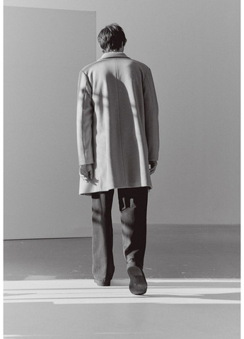 Бежеве демісезонне Чоловіче однобортне пальто з вовняної суміші Н&М (58618) М Бежеве H&M