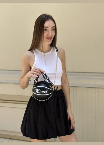 Жіноча чорна кругла сумка WINNER м'яч на ланцюжку No Brand (299279309)