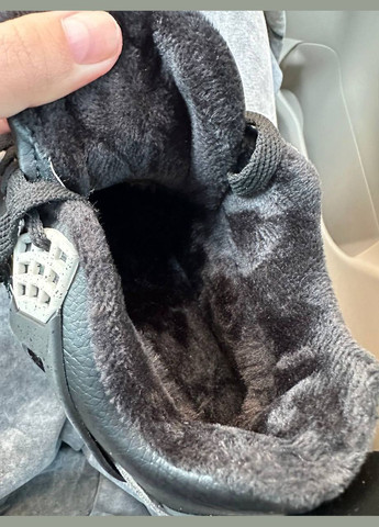 Кроссовки зимние женские и мужские Nike Air Jordan 4 winter black white fur | Найк Аир Джордан 4 черные белые с мехом No Brand чёрные зима (308072609)