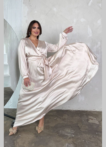 Бежева святковий, вечірня бежева сукня з шовку Jadone Fashion однотонна