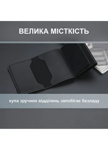 Картхолдер візитниця кишенькова GDragon Home висувна для карток грошей з RFID захистом алюмінієвий шкіряний Чорний 125_3_0_4 No Brand (382338976)