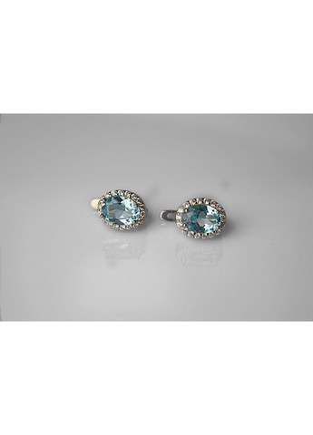 Серьги серебряные с голубым топазом и кубическим цирконием UMAX (301558698)