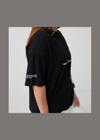 Футболка жіноча оверсайз "Take your Stellar Step" чорного кольору (1111M904) No Brand - (335811668)