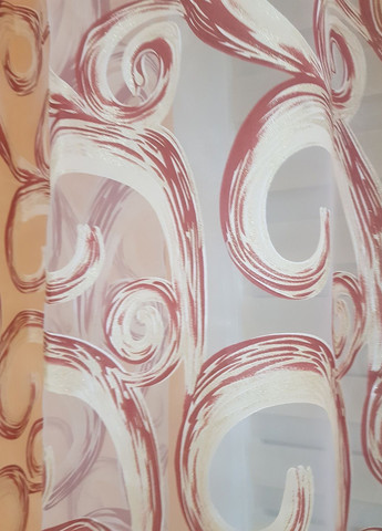 Комплект гардин до подоконника Завитки 200см молочный с терракотовым (73_2к) Firanka Venzel (364502897)