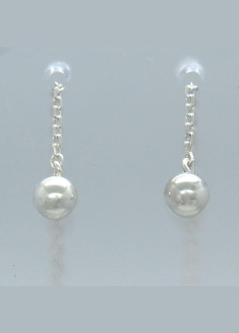 Срібні сережки протяжки з ланцюжками "Кулька" шарик No Brand (350667166)