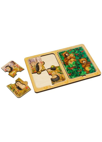 Деревянный пазлвкладыш "Ежи и медведи" (ПСД186) PSD186 в рамке Ubumblebees (304404166)