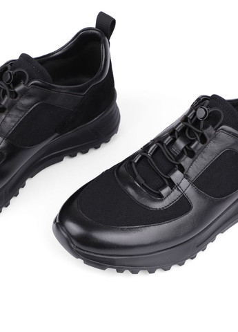 Черные всесезонные мужские кроссовки 2340b-12-a черная кожа MIRATON