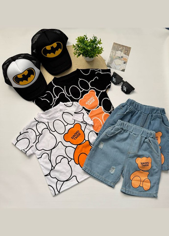 Комбінований літній костюм на літо хлопчику xiaohu taige чорна футболка 10477 No Brand