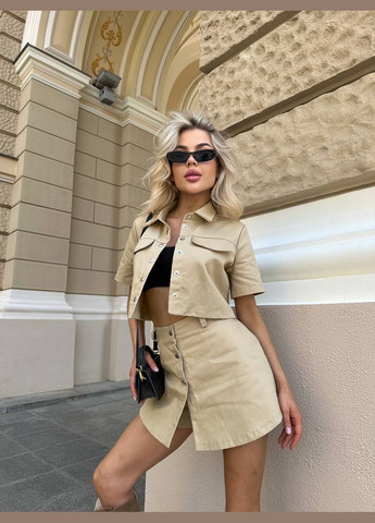 Женский двойка из картона бежевый No Brand костюм (330828971)