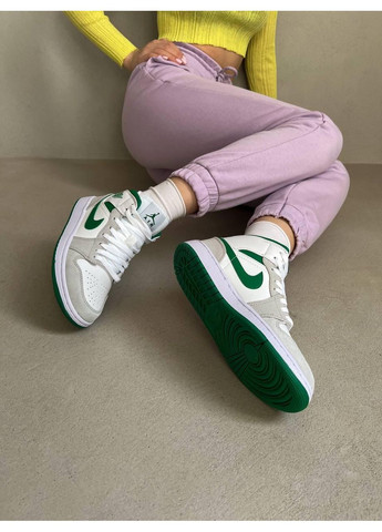 КРОССОВКИ ЖЕНСКИЕ NIKE AIR JORDAN 1 RETRO HIGH WHITE GREEN НАЙК АИР ДЖОРДАН No Brand серые демисезоны (367170260)