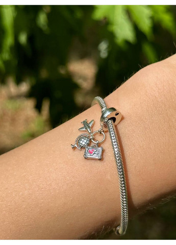 Срібний шарм Пандора "Літак, глобус і валіза" 799435C01 Kabluchka (355348394)