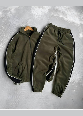 Оливковий (хакі) демісезонний костюм чоловічий с кофтою та штанами Adelante