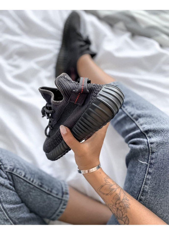 КРОСІВКИ ЖІНОЧІ ADIDAS YEEZY BOOST 350 V2 BLACK АДІДАС ІЗІ БУСТ No Brand чорні демісезони (368859717)