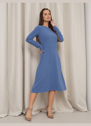 Голубое деловое голубое платье классического силуэта ISSA PLUS однотонное