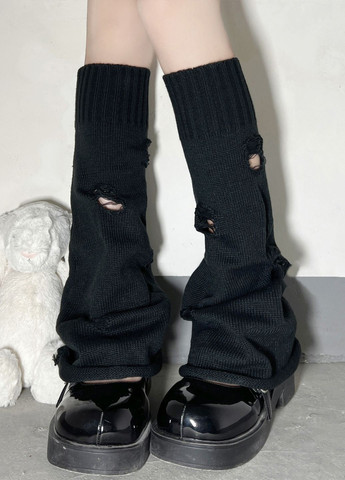 Гетры клеш рваные дырки одотонные черные 56670 XXS-XL No Brand (333968746)