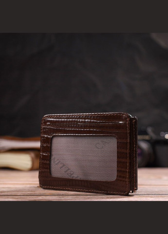 Фактурний затискач для грошей з натуральної шкіри з тисненням 21940 Коричневий Canpellini (329146931)