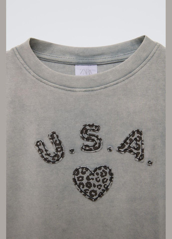 Сіра підліткова футболка для дівчинки 2614/709 сірий Zara