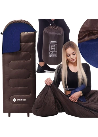 Спальний мішок (спальник) 2 в 1 0...+8 °C R Brown/Navy Blue Springos CS0121 (402385683)