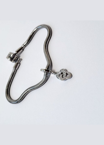 Серебряный шарм подвеска Два Сердца с Белыми камнями серебро 925 пробы Родированное 890р No Brand (306741447)