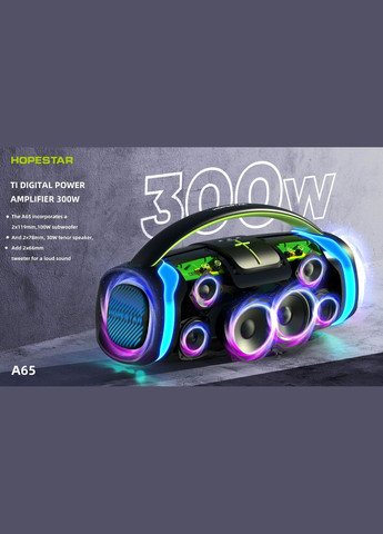 Бездротова акустика Bluetooth 300 Вт мікрофон 30000 мАг чорний (2390000016) Hopestar A65 (341089761)
