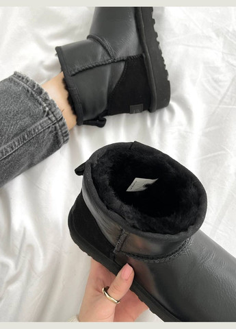 Уггі Vakko ugg classic mini black leather premium (замшевий задник) (279610933)