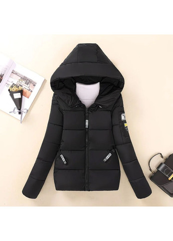 Чорна куртка жіноча с капюшоном осінь зима No Brand