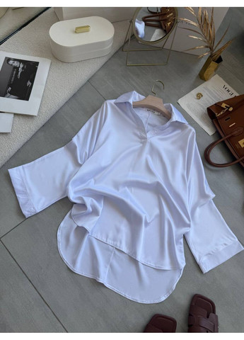 Белая классическая, кэжуал рубашка однотонная Style Point с длинным рукавом