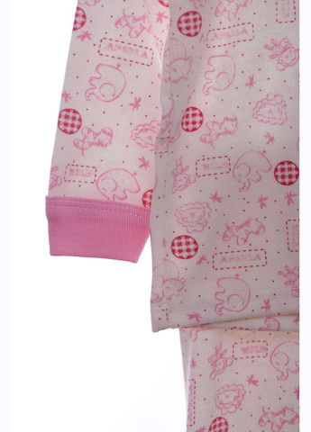 Рожева піжама з довгим рукавом для дівчинки трикотажна рожевий зоопарк 74 см (37679) BABYKROHA