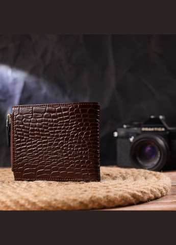 Горизонтальний чоловічий гаманець із натуральної фактурної шкіри 21503 Коричневий Canpellini (329150212)