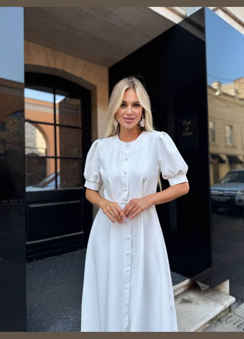 Молочна святковий, повсякденний, ділова, кежуал жіноча сукня міді а-силует Style Point однотонна