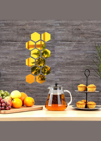 Дзеркальний декор акриловий самоклеючий 80*70мм золото, 12шт(D) SW-00002515 Sticker Wall (370944098)