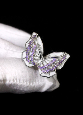 Красива жіноча каблучка з білим метеликом, креативне красиве кільце у вигляді метелика з цирконом, розмір 18 Fashion Jewelry (285110833)