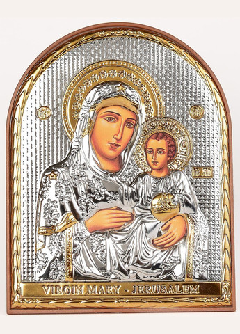 Єрусалимська Ікона Божої Матері 8,5х15,5см аркової форми на пластиковому кіоті Silver Axion (265446142)