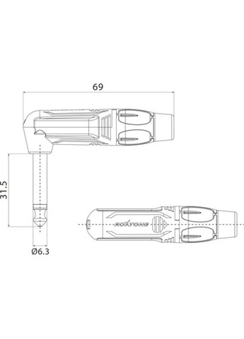 Разъем RJ2RP-BG Jack 6,3 (mono) угловой ROXTONE (326744255)