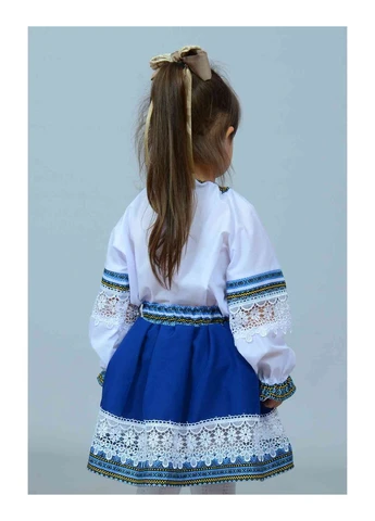 Синій демісезонний костюм вишитий (сорочка, спідниця, пояс) Liana Style