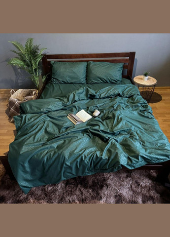 Комплект постільної білизни Гілочка однотонний полісатин простирадло на резинці євро 180x200х20/70х70 см Смарагдова No Brand (308345916)