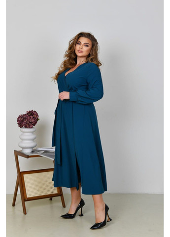 Зеленое праздничный, вечернее женское платье на запах на запах No Brand однотонное