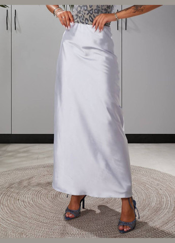 Светло-серая праздничный, коктейльный, офисная, повседневная, кэжуал, вечерний элегантная атласная юбка на резинке No Brand