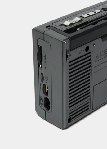 Портативний акумуляторний радіоприймач RX-177 з вбудованим LED ліхтариком від батарейок чи мережі Сірий Golon (305327445)