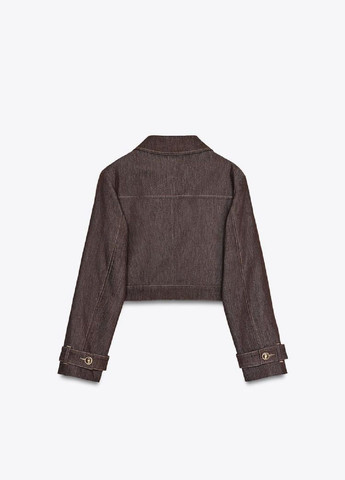 Коричневый женский жакет Zara однотонный - демисезонный