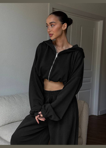 Женский спортивный костюм укороченная кофта с капюшоном + брюки палаццо MonCher (342071458)