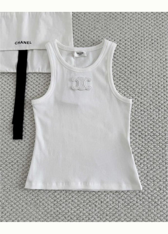 Жіноча майка в рубчик CELINE Anagram tank top Білий No Brand — 339596885