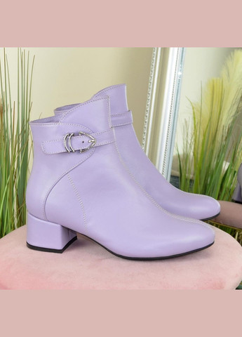Осенние ботинки женские кожаные на маленьком каблуке. цвет лаванда. 39 размер Vasha para