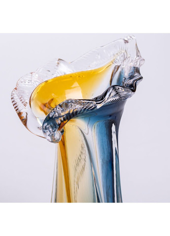 Ваза ручной работы Yiwu Crystal Coast стеклянная 22 см желто-синяя HP-9-6 No Brand (358885704)