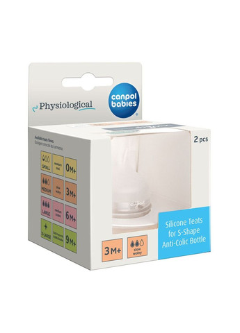 Соска силіконова до пляшечки S-Shape M, повільний потік, 2 шт. () Canpol Babies 59/892 (336330101)