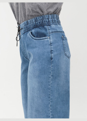 Джинсы женские голубые широкие палаццо с резинкой на поясе Палаццо Adorati - (322999521)
