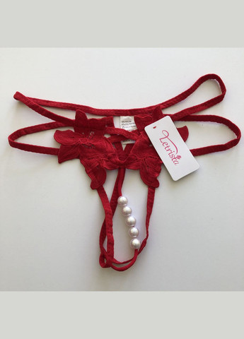 Кружевные трусики с открытым доступом и с ниткой из жемчужин Sexy OneSize (8-34) No Brand (312005328)